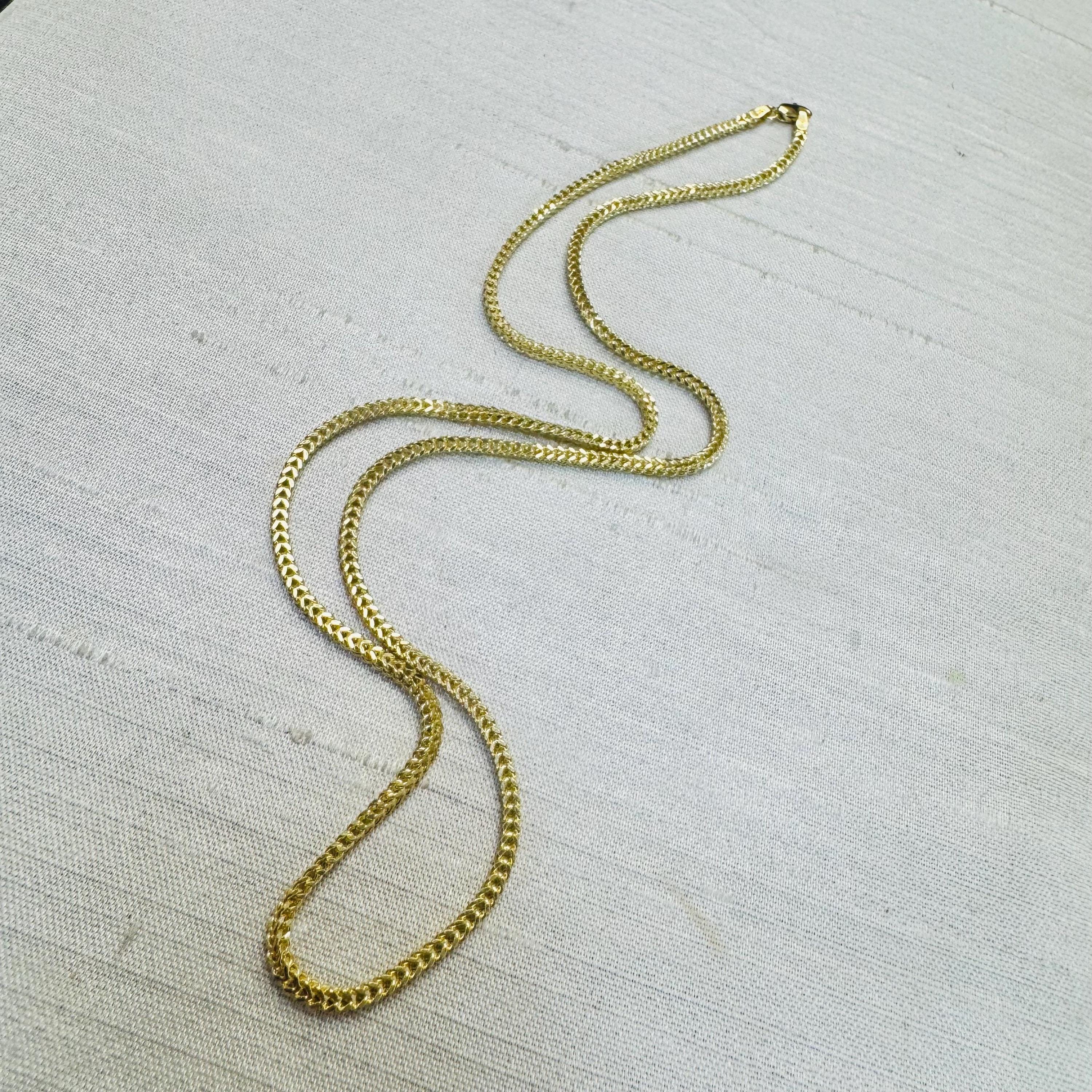 20” 2.2mm Real 14K Yellow Gold Franco Link Chain Necklace