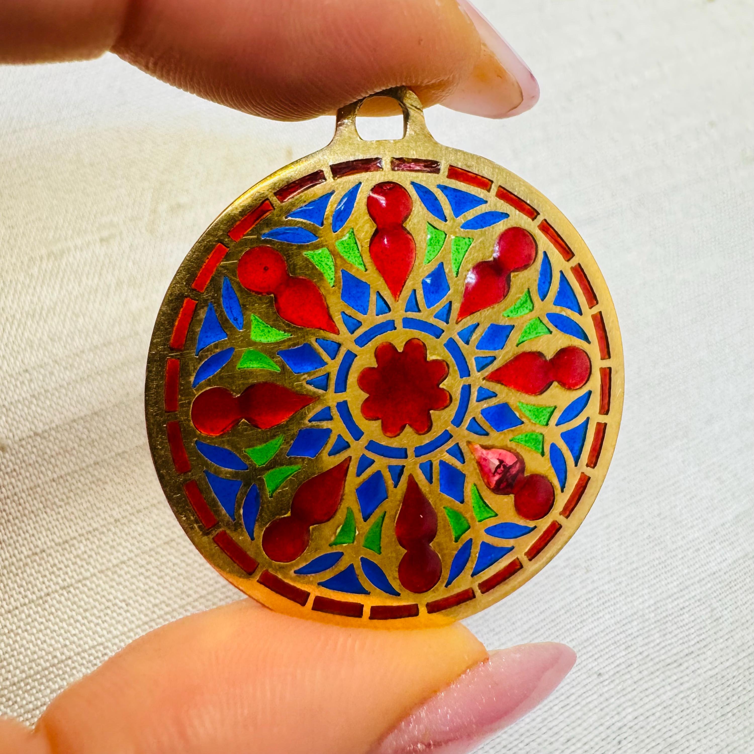 大型18Kイエローゴールド Plique A Jour フランス製エナメル ノート