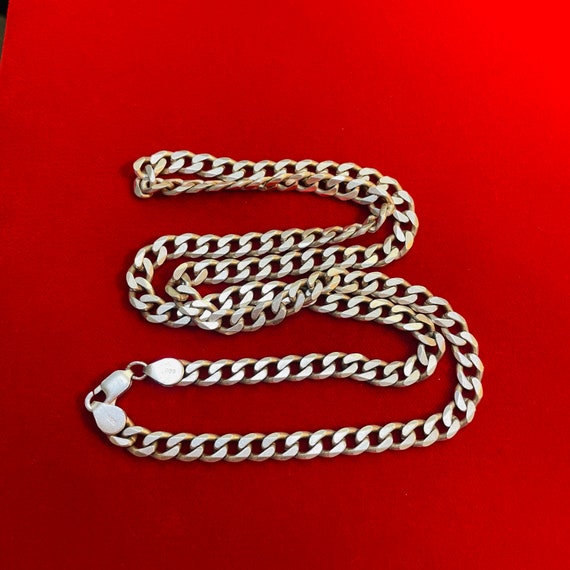Heavy Thick Solid Sterling Silver curb Chain Neck… - image 1