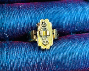 Interesante anillo georgiano antiguo hecho a mano de 18 quilates, tamaño 6,75