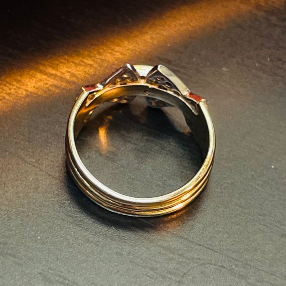 Solid 14K Yellow and Diamond Angular Vintage Ring… - image 4
