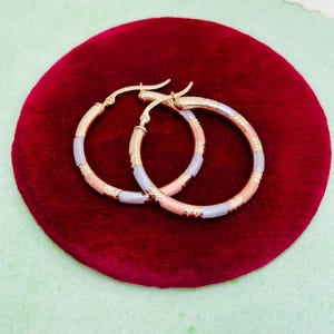 14K 1.25&quot; Tri Color Gold Hoop Earrings