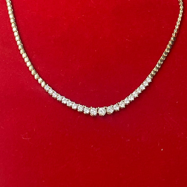 Graduated Diamond Necklace Etsy