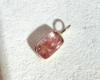 1CT Luscious Pink Imperial Topaz 14K Yellow Gold Pendant in Solid 14K Yellow Gold