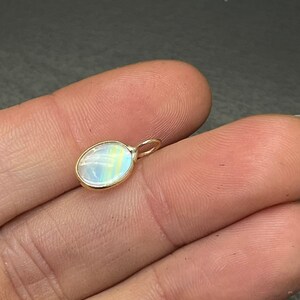 1.5CT Natural Faceted Moonstone Cabochon 14K Yellow Gold Charm Pendant image 3