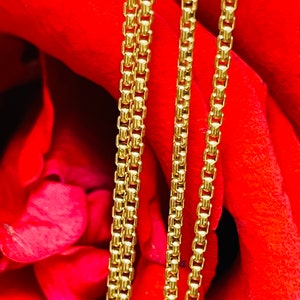Solid 10K Yellow Gold 1.5mm Rounded Barrel Link Chain Necklace 22"