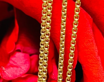 Collar de cadena de eslabones cilíndricos redondeados de oro amarillo macizo de 10 quilates, 1,5 mm, 22 pulgadas