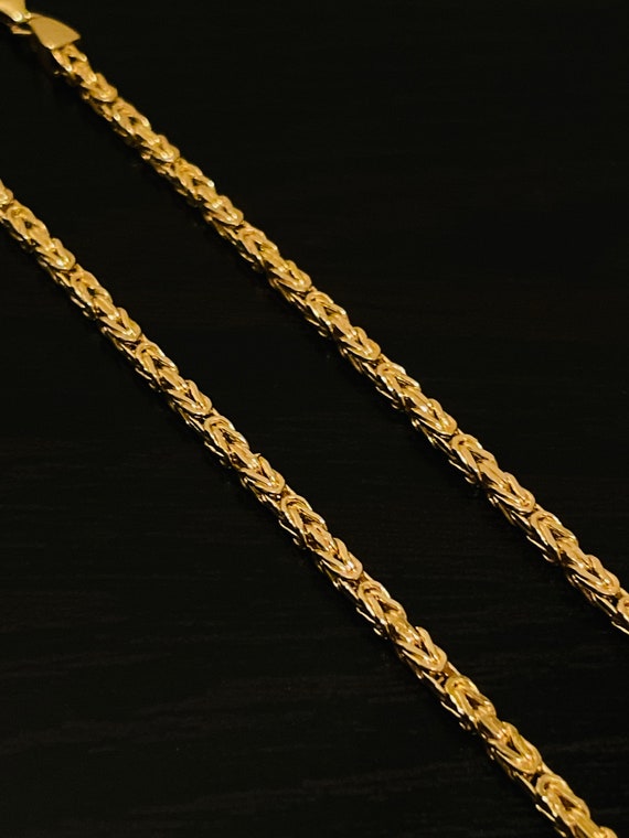 20” 2.5mm 10K Yellow Gold Byzantine Squared Woven… - image 4