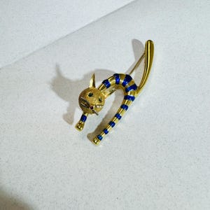 Most Adorable! Solid 18K Yellow Gold Vintage Enamel Cat Collar Pin Brooch