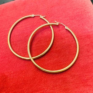 Solid 14K Yellow Gold 1.75&quot; 2mm Thick Tube Hoop Earrings