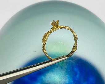 Massiver 10K Gelbgold Natürlicher Diamant Twist Ring Größe 5