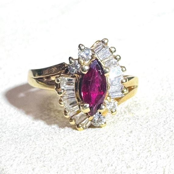Gorgeous Natural Ruby and Diamond Solid 14K Yello… - image 1