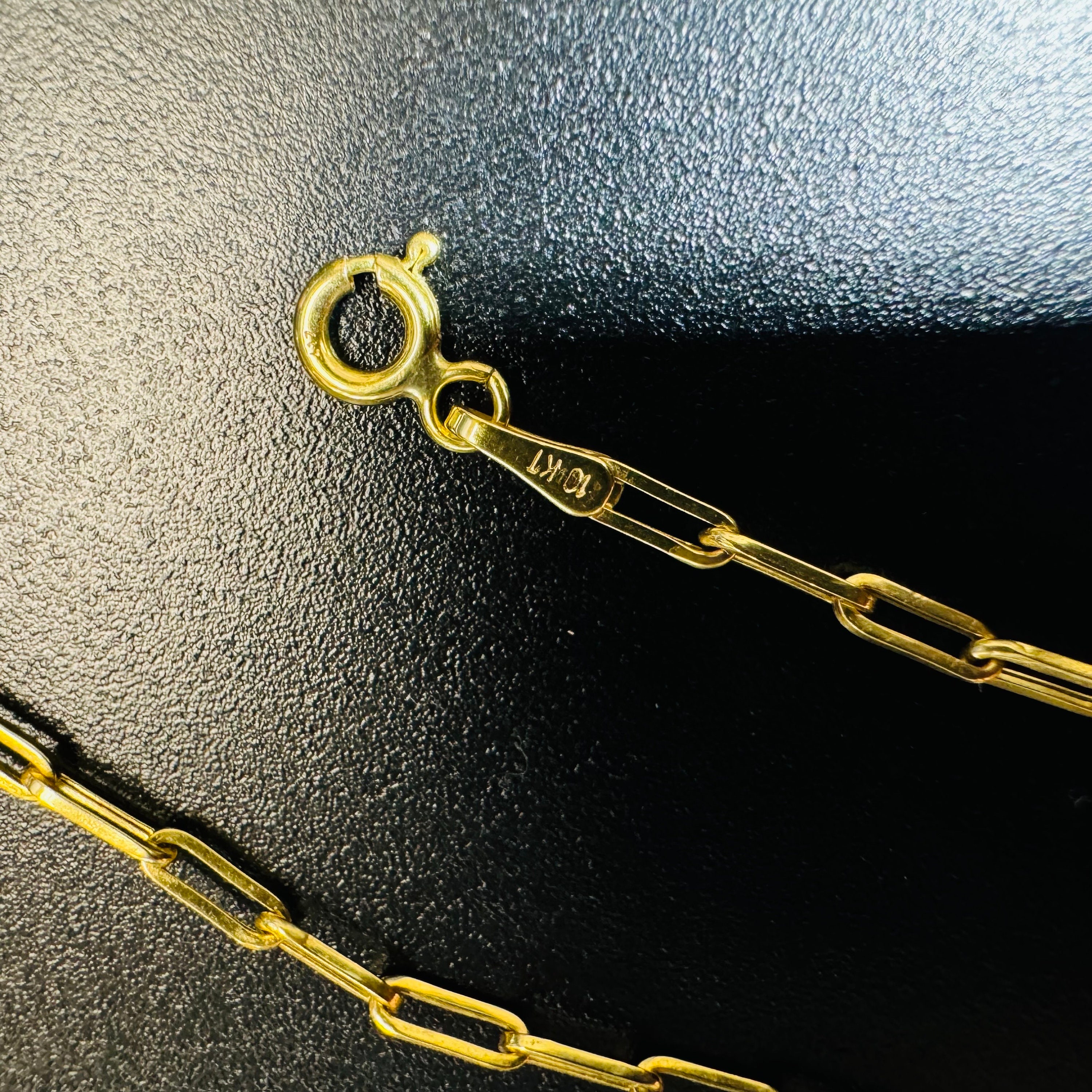 20” 2.5mm 10K Yellow Gold Paperclip Link Chain Necklace 100
