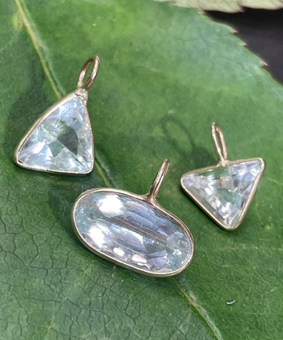 Natural Aquamarine Oval and Triangle 14K Yellow Go