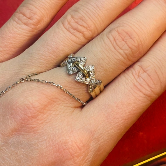 Solid 14K Yellow and Diamond Angular Vintage Ring… - image 5