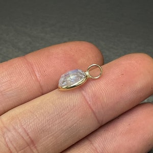 1.5CT Natural Faceted Moonstone Cabochon 14K Yellow Gold Charm Pendant image 6