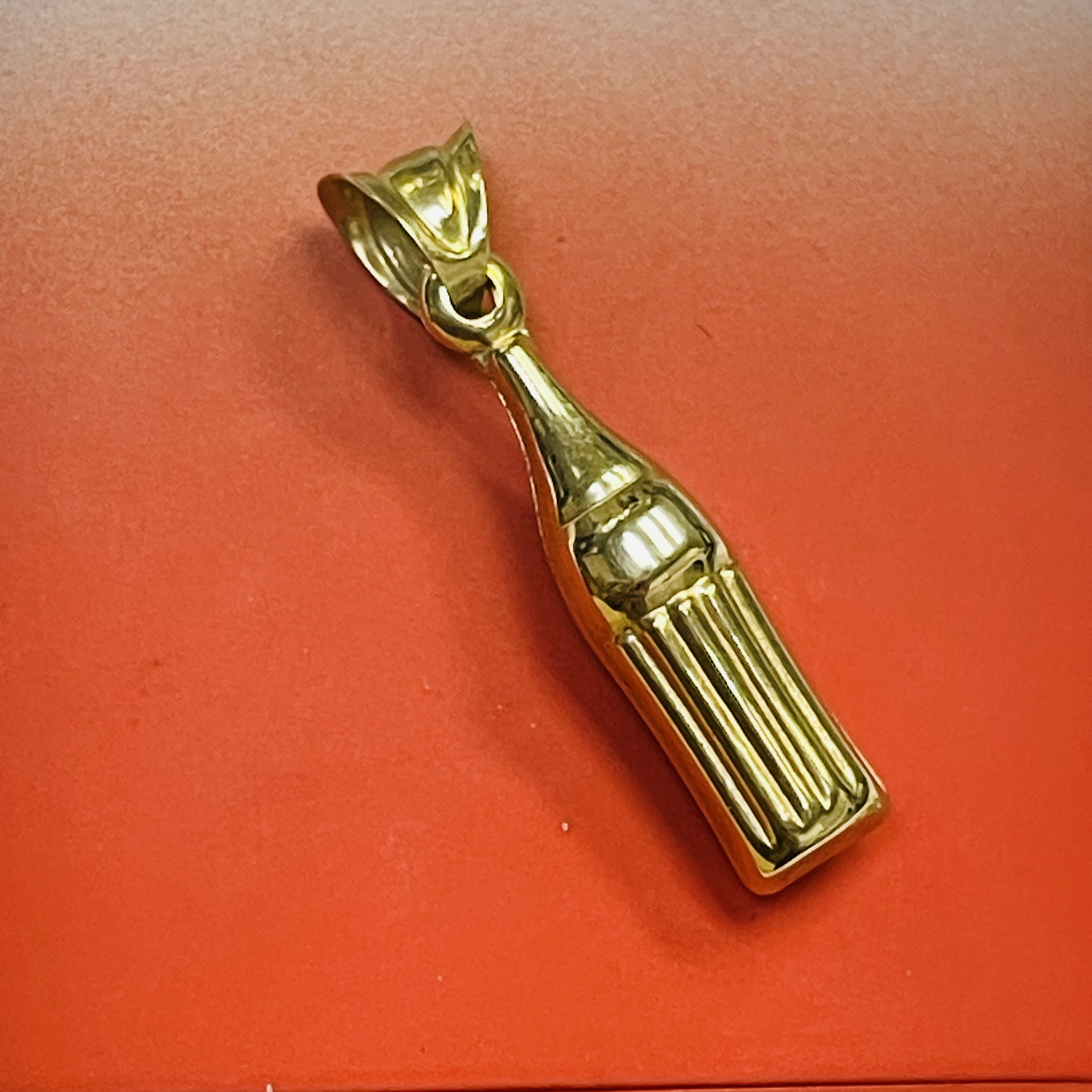 Vintage Soda Bottle 10K Yellow Gold Charm Pendant