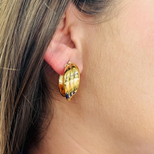 14K Yellow Gold Chunky Earring Hoops