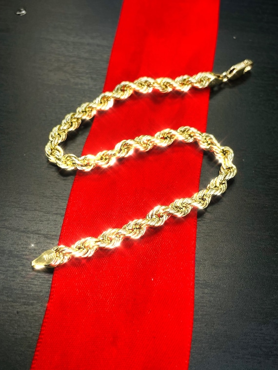 8” 5mm Solid Real 10K Yellow Gold Rope Link Chain 