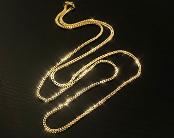 22” 1.9mm Solid Real 14K Yellow Gold Franco Link Chain Necklace