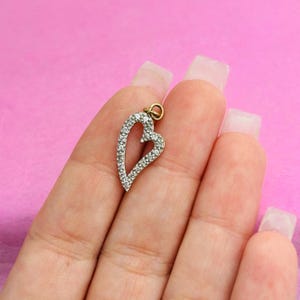 Solid 10K Yellow Gold Diamond Heart Pendant Charm