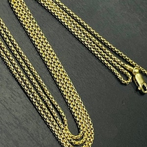 Solid 10K Yellow Gold 1.5mm Rounded Barrel Link Chain Necklace 20&quot;