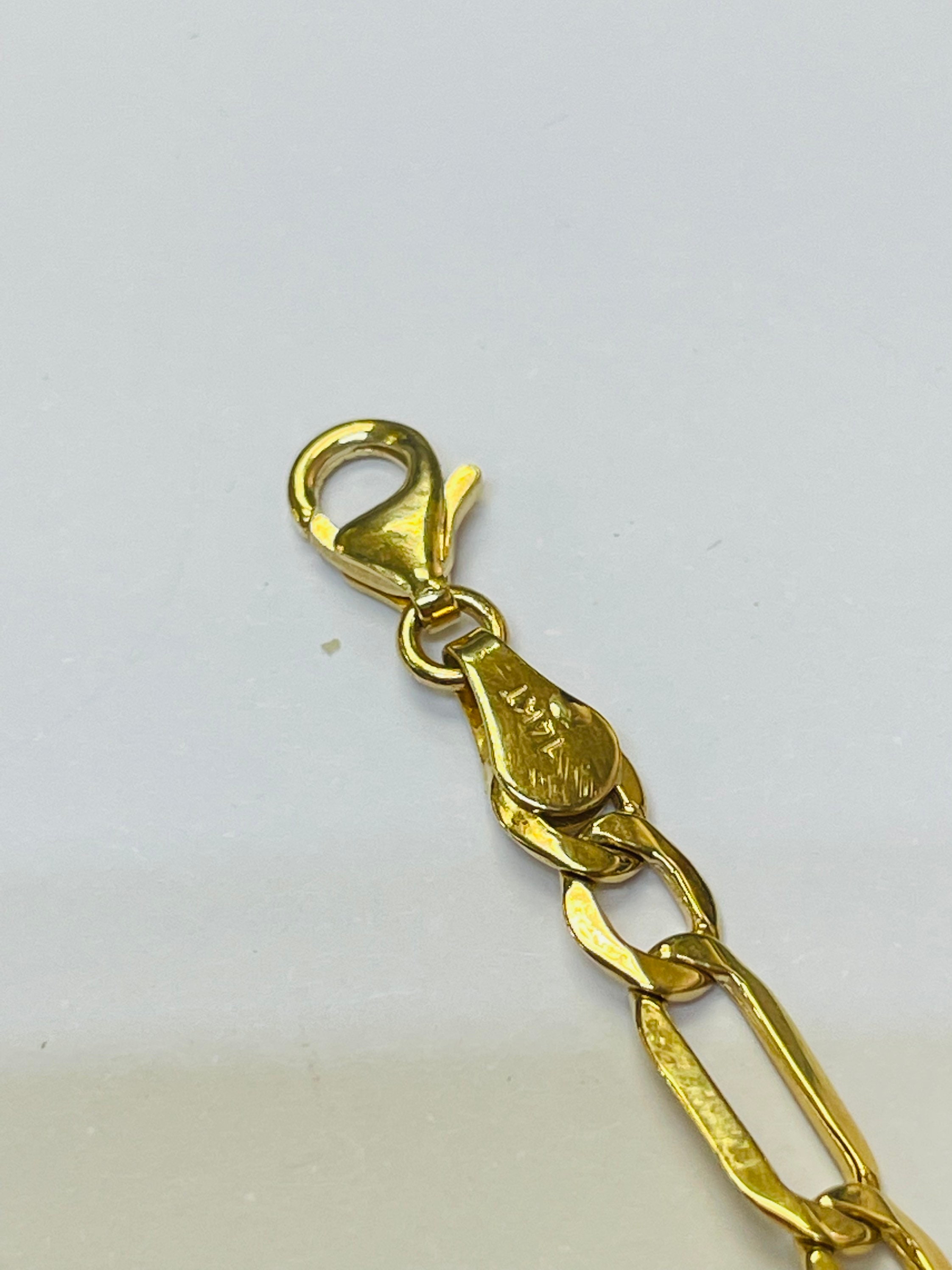 8 Solid 14K Yellow Gold I.D. Bracelet for Men With Figaro Link Chain - Etsy