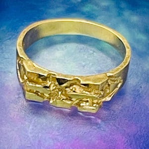 Cute Baby Midi or Pinky Ring Solid 10K Yellow Gold Gold Nugget Little Boys Ring Size 1.5