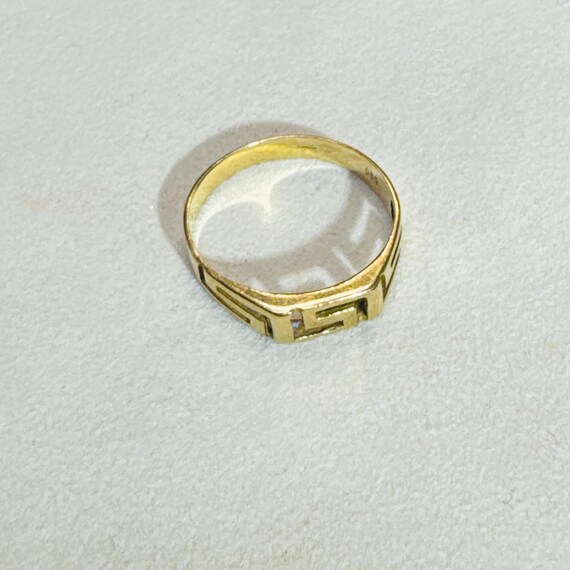 14K Solid Gold Angular Greek Key ring Size 7.75 - image 4