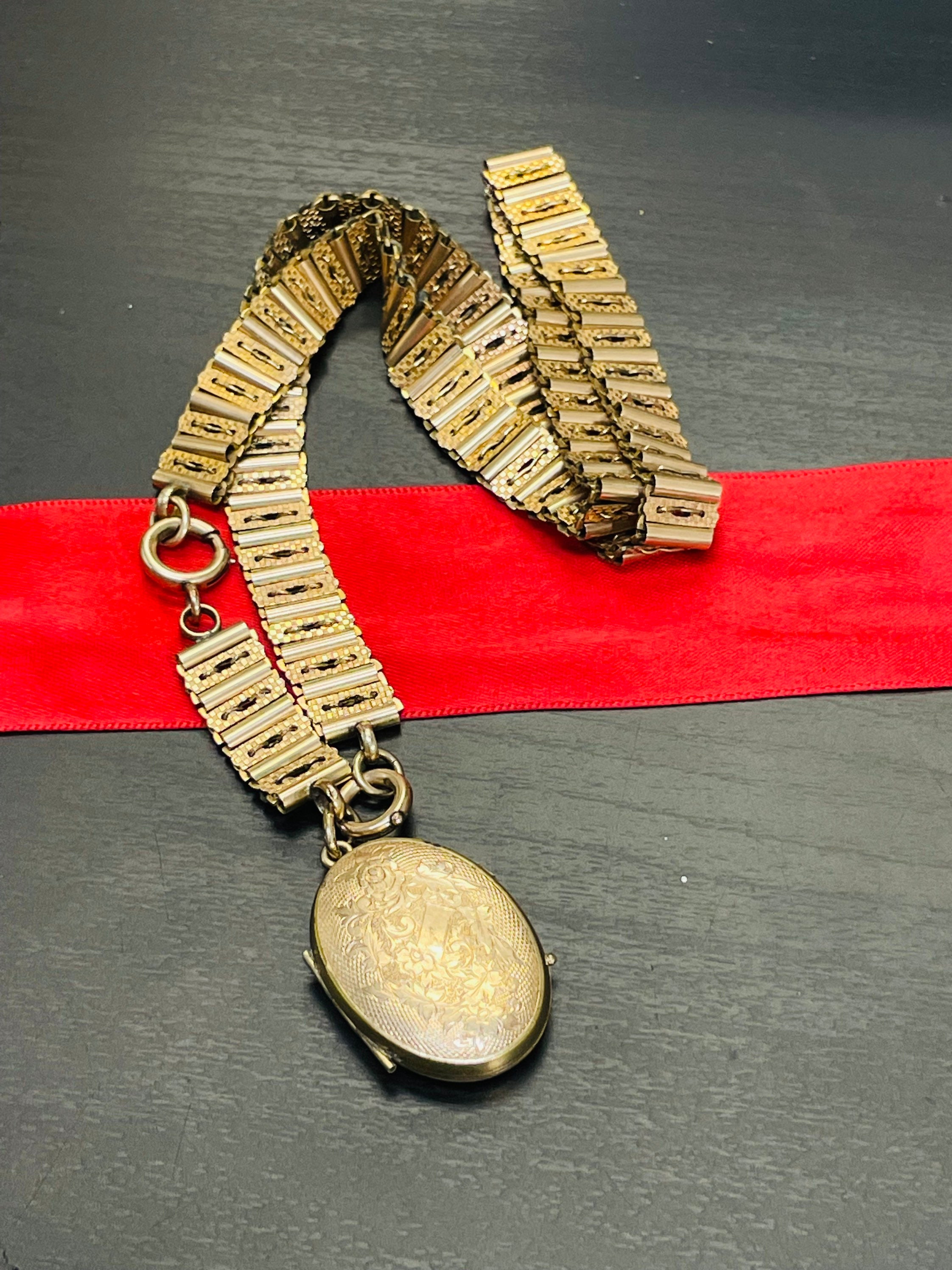 Antique Victorian Gold Filled Book Chain and Locket Exquisite - Etsy