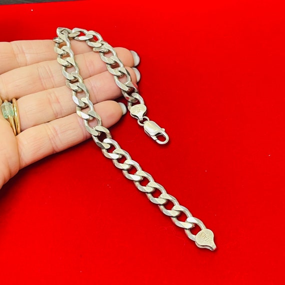 Mens 925 Solid Sterling Silver Curb Link Bracelet 9.25 Mens 925 Solid Sterling Silver Curb Link Bracelet 9.25