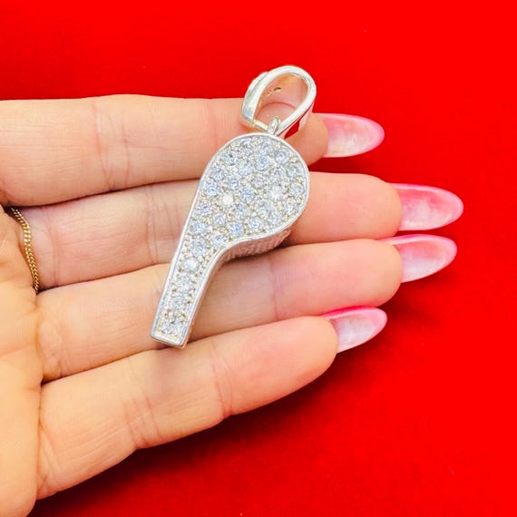 Large 925 Solid Sterling Silver Whistle Charm Pen… - image 5