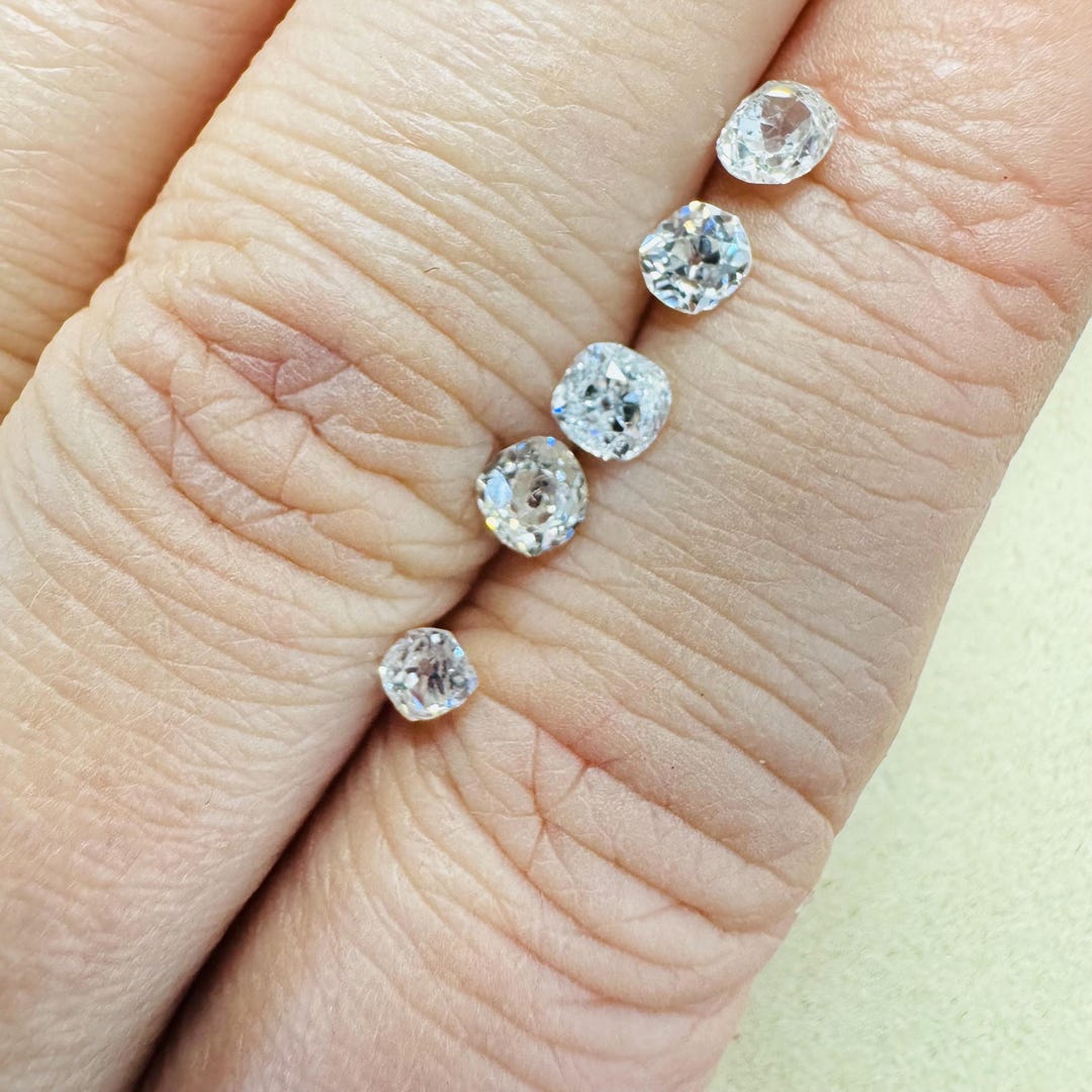 Lot of 5 .94ct Square Old Mine Loose Diamonds Layout for Repair or ...
