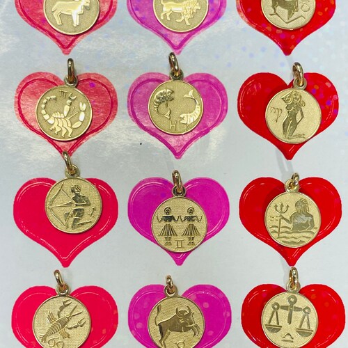 14K shops Yellow Gold Virgo Horoscope Zodiac Pendant Charm