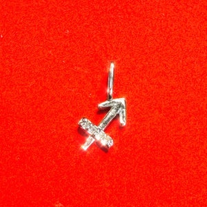 14K White Gold and Diamond Zodiac Astrology  Small Charm Sagittarius November December Pendant