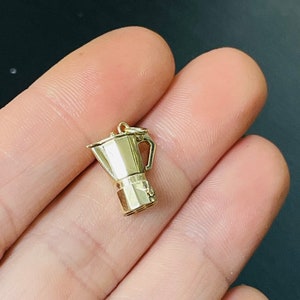 Cutest Mini Solid 14K Yellow Gold Cafecito Espresso Coffee Maker Charm Pendant Mechanical image 6