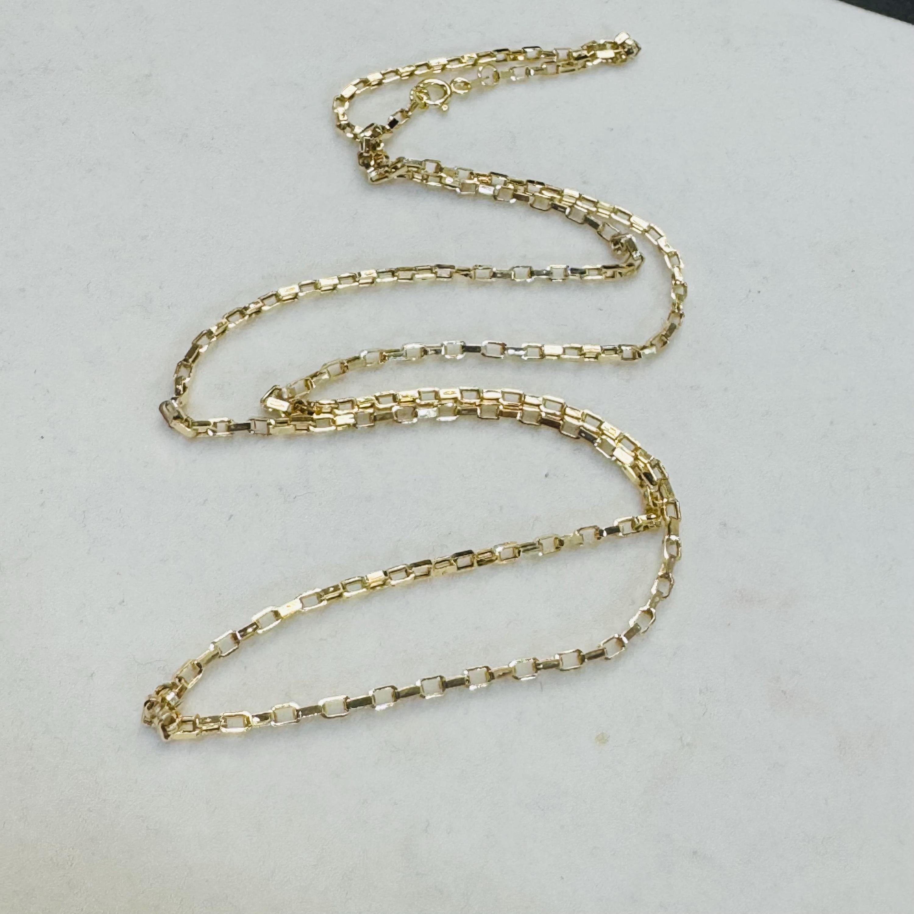 10K Yellow Gold 2.5mm Rectangular Biker Link Chain Necklace 24 