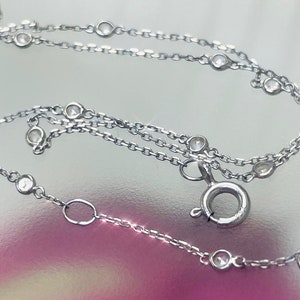 18K White Gold Natural Rose Cut Diamond by The Yard Necklace 16-18"