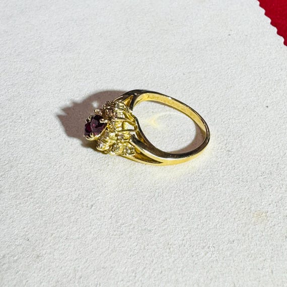 Vintage Solid 18K Yellow Gold  Ruby and Diamond C… - image 2