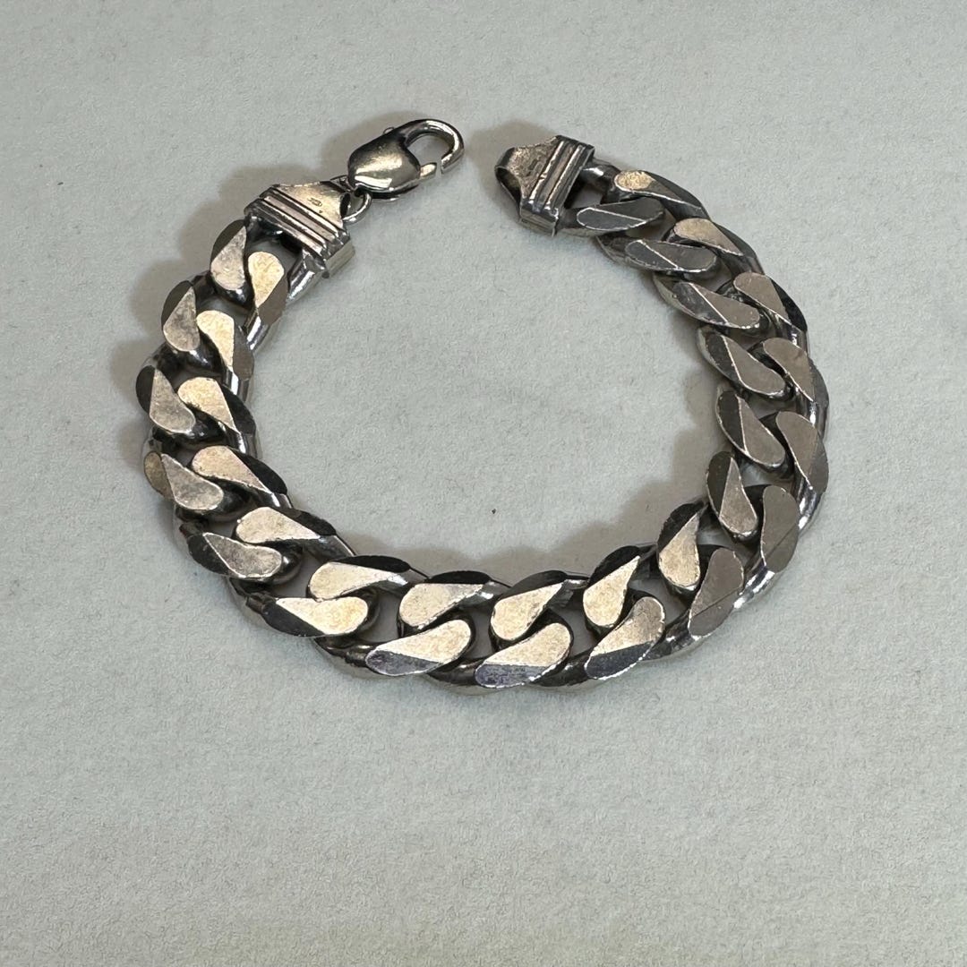 Big! Solid Curb Link Solid Sterling Silver Bracelet 9” and Big! Solid Curb Link Solid Sterling Silver Bracelet 9” and