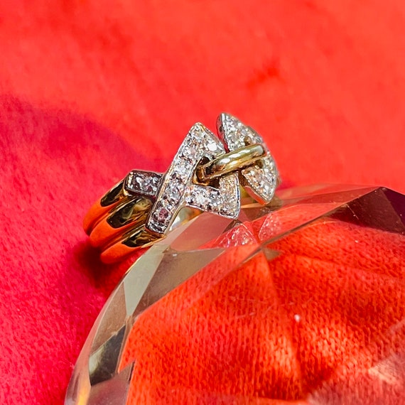 Solid 14K Yellow and Diamond Angular Vintage Ring… - image 7