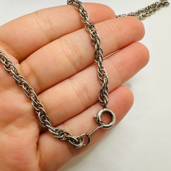 Solid Sterling Silver Rope Chain Link Necklace Ch… - image 5