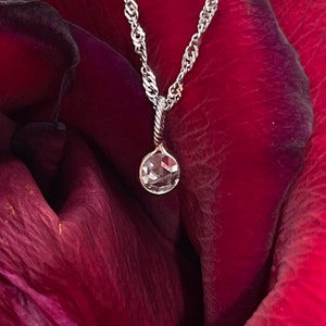 VS Rose Cut Diamond .17CT  14K White Gold Pendant and Necklace Rope Chain
