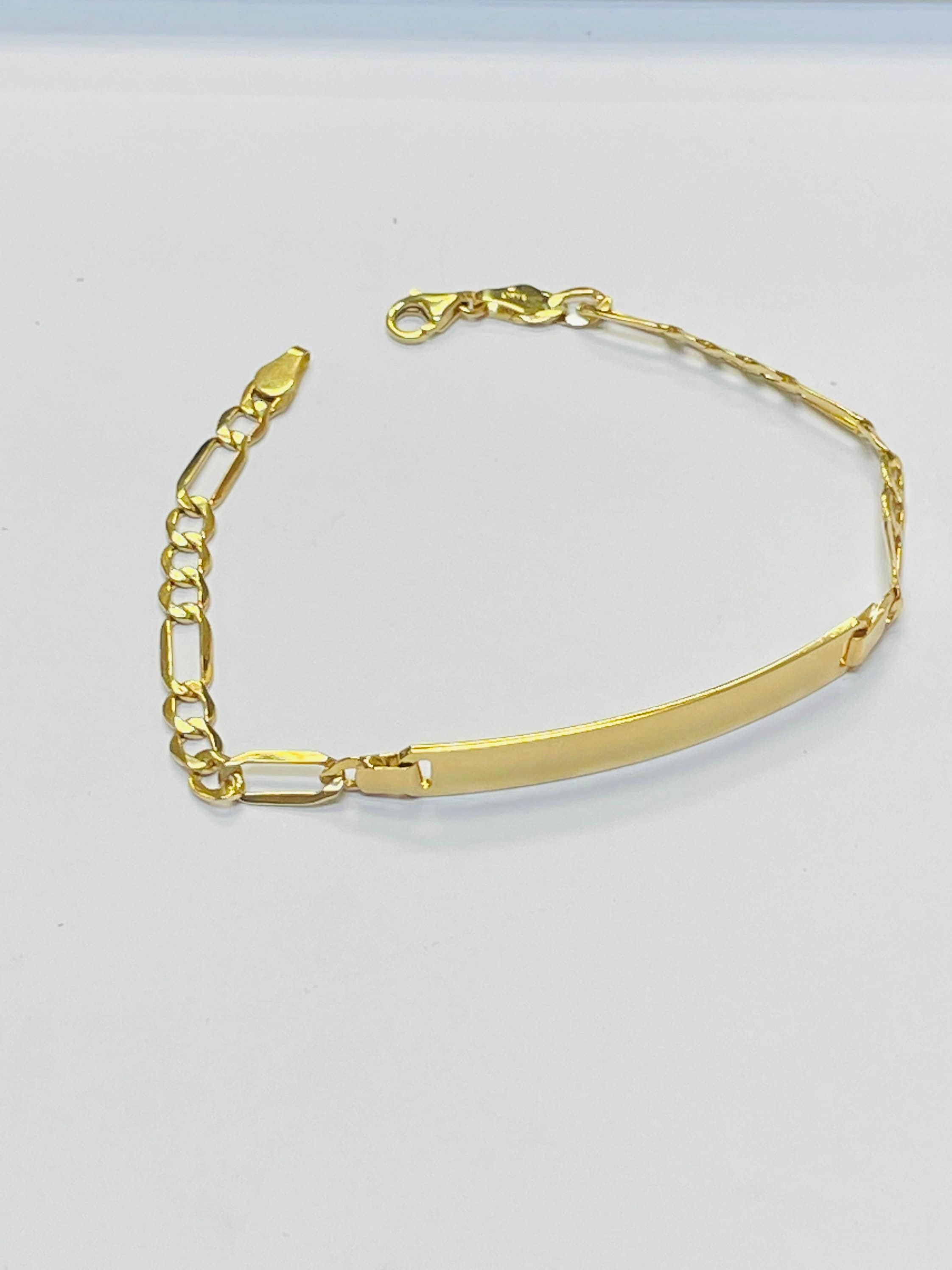 Etsy 14K Gold Men - 8 Yellow Solid Figaro Link Chain I.D. With for Bracelet