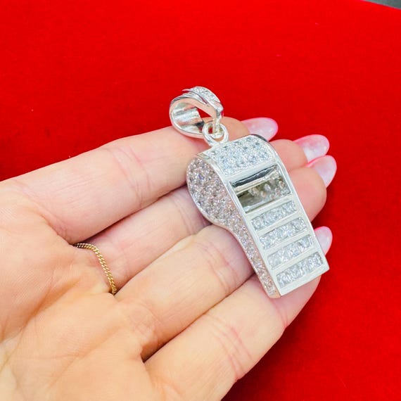 Large 925 Solid Sterling Silver Whistle Charm Pen… - image 4