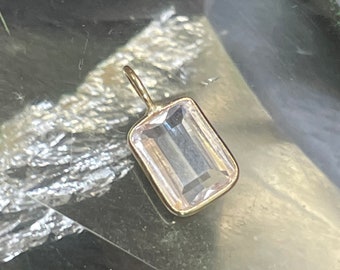 2CT Natural Pink Kunzite 14K Yellow Gold Gemstone Charm