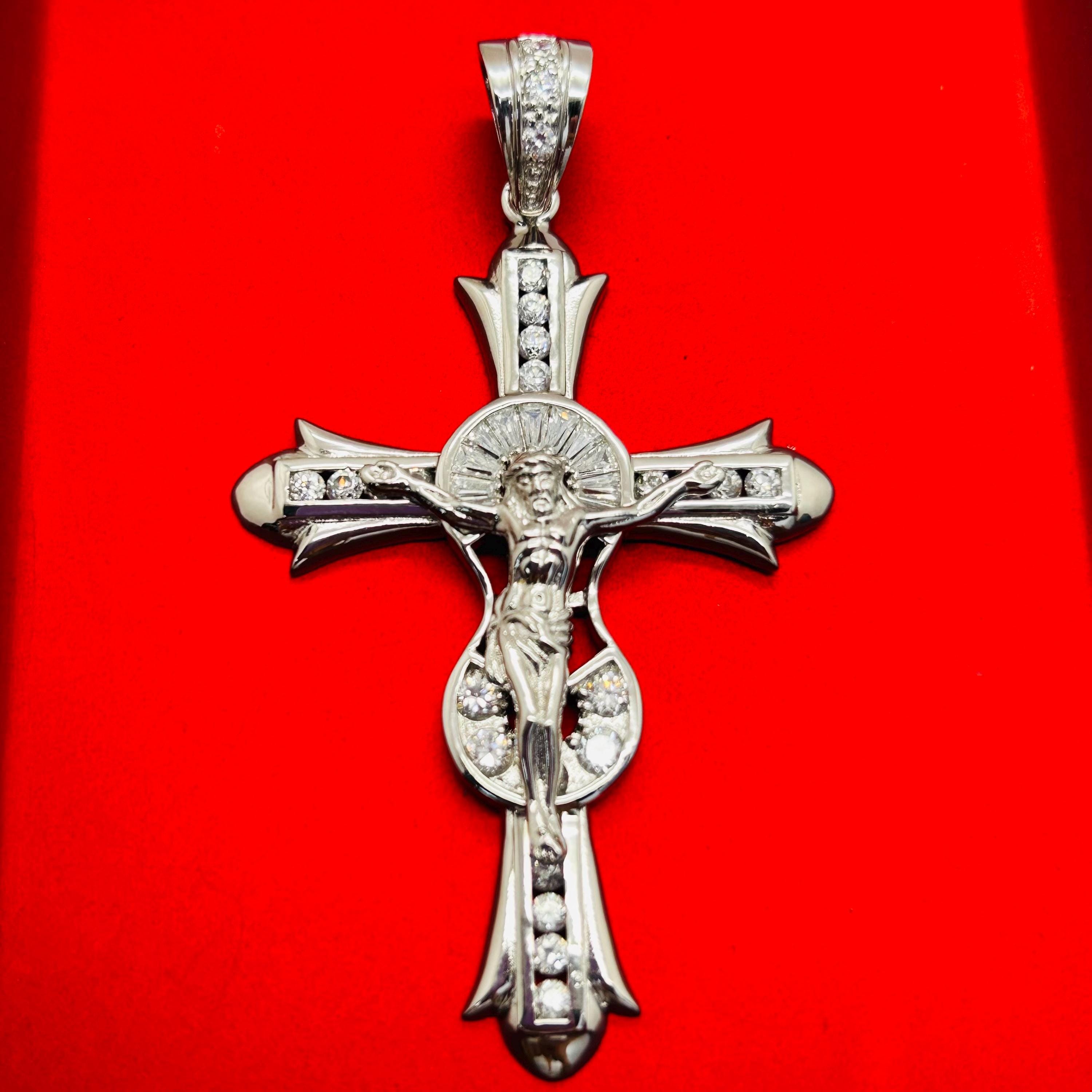 Large 925 Solid Sterling Silver Cross Charm Pendent - Etsy