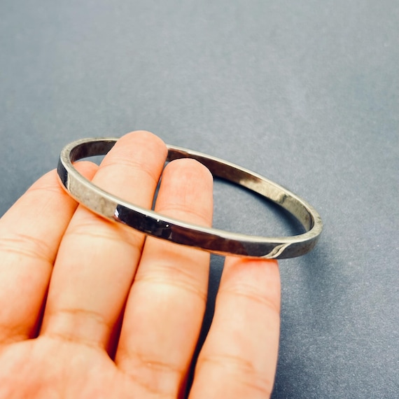 Solid Sterling Silver Bangle Bracelet 8" - image 5
