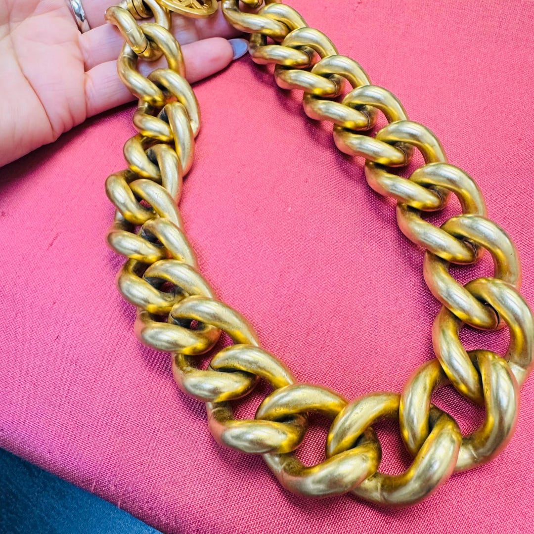 Large Ben Amun Gold Tone Curb Link Chain Necklace With Toggle - Etsy