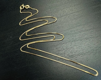 0.5mm Box Chain Solid 14K Yellow Gold 18&quot; Necklace for Pendants 1.5g